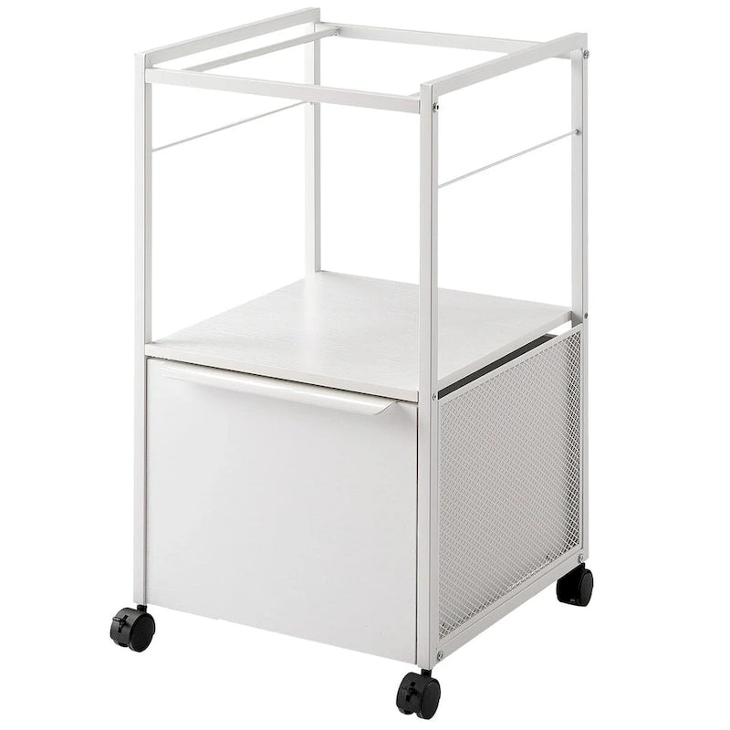 Mobile Vertical File Cabinet with Filing Holders, Printer Stand with Open Storage Shelf, fits A4 or Letter Size for Home Office