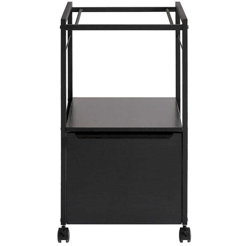 Mobile Vertical File Cabinet with Filing Holders, Printer Stand with Open Storage Shelf, fits A4 or Letter Size for Home Office
