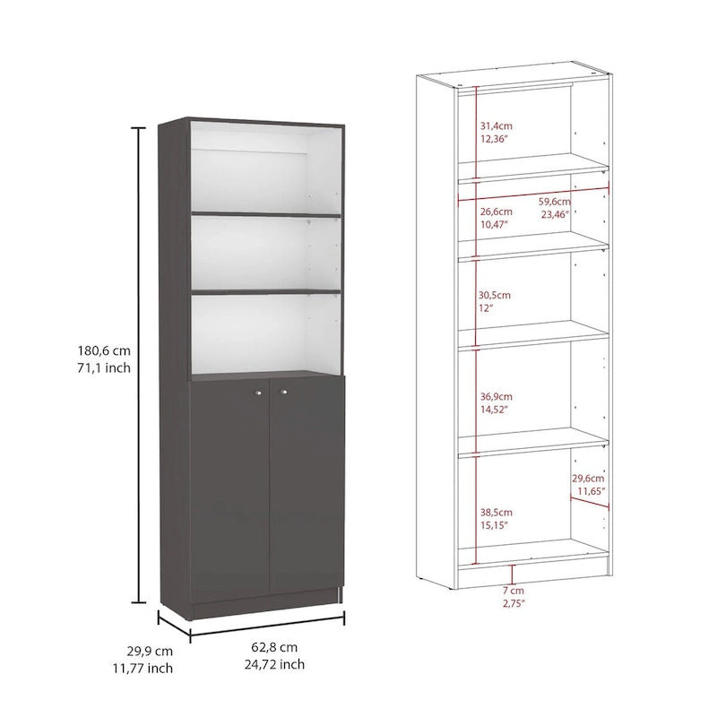 Kenyon 74 Wide 5-Shelf Double Cabinet Bookcase Set of 3