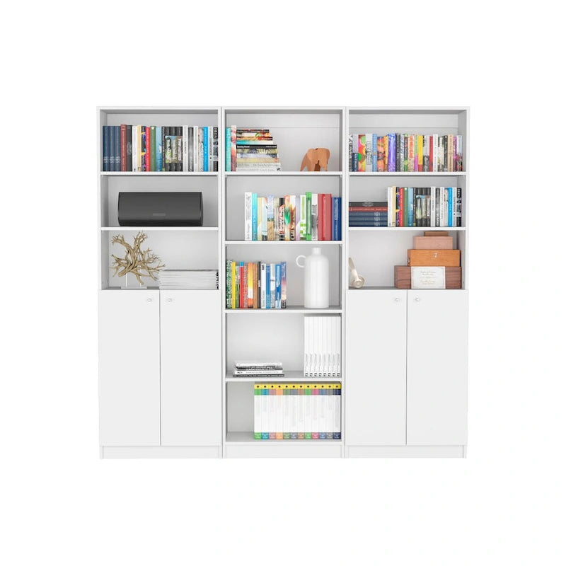Kenyon 74 Wide 5-Shelf Double Cabinet Bookcase Set of 3