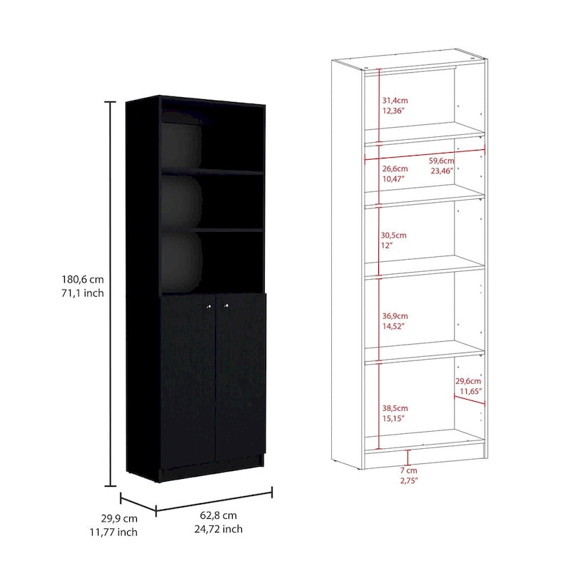 Kenyon 74 Wide 5-Shelf Double Cabinet Bookcase Set of 3