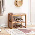 Solid Wood Shoe Bench with High Rebound Sponge Cushion