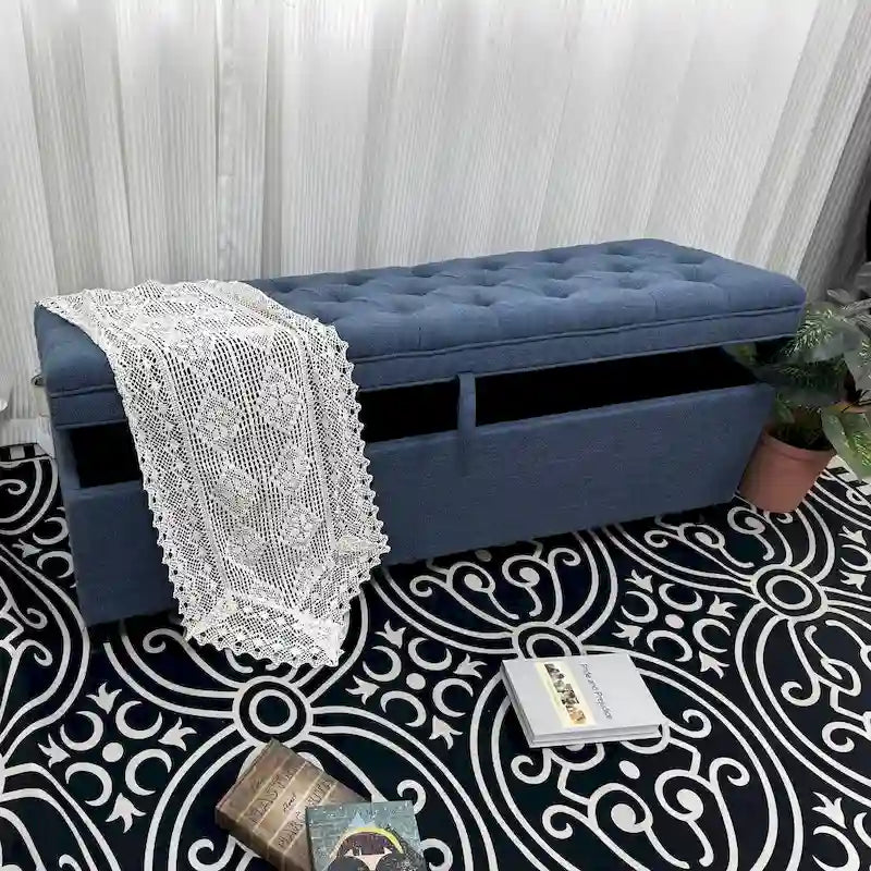 55.3 Inch Extra Long Storage Ottoman Entryway Bench with Flip Top Storage Chest with Padded Seat Bed End Stool for Hallway