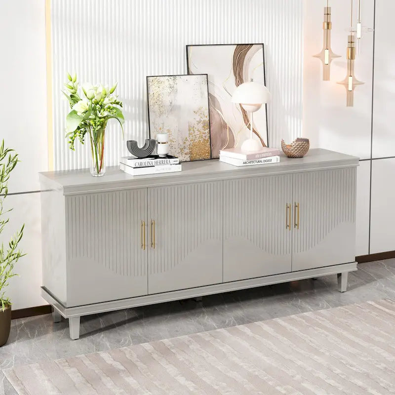 70.07Large Size 4-Door Cabinet, Same as Living Room, Kitchen, Bedroom, Hallway (Champagne)