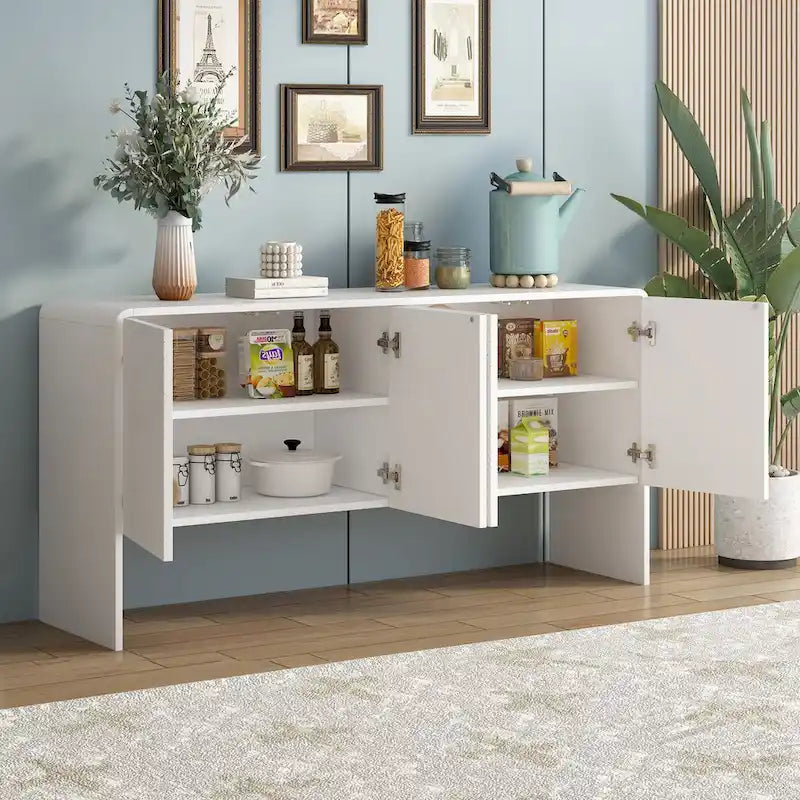 Minimalist Style 60 Inch Large Sideboard with 4 Doors