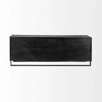 Alvin Brown Solid Wood With Black Metal Frame 3 Drawer 2 Cabinet Door Sideboard - 82.0L x 20.0W x 30.0H