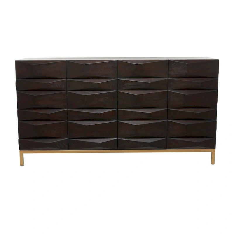 Wooden Geometric 1 Shelf and 2 or 4 Doors Cabinet - Brown - Roche River Decor