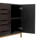 Wooden Geometric 1 Shelf and 2 or 4 Doors Cabinet - Brown - Roche River Decor
