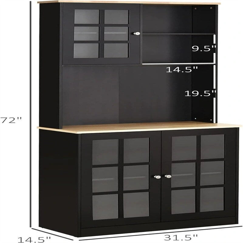 Kitchen Buffet with Hutch, Storage Pantry - 14.5D x 31.5W x 72H