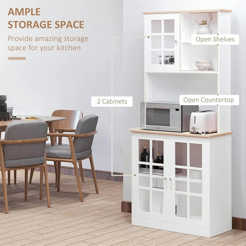 Kitchen Buffet with Hutch, Storage Pantry - 14.5D x 31.5W x 72H