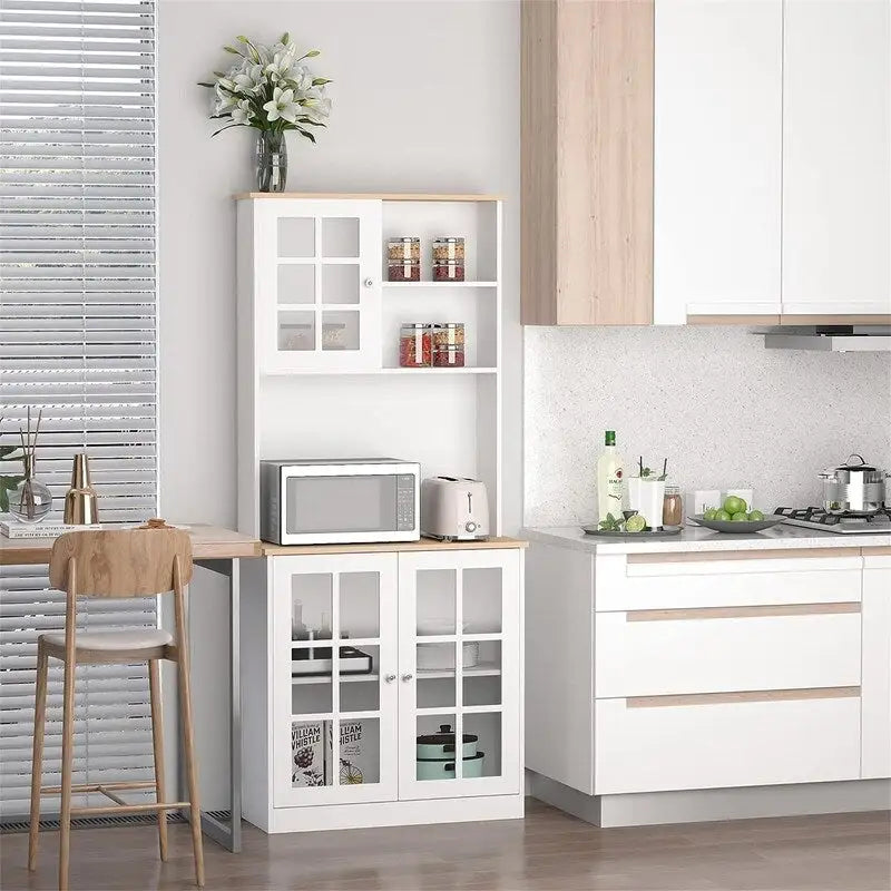 Kitchen Buffet with Hutch, Storage Pantry - 14.5D x 31.5W x 72H
