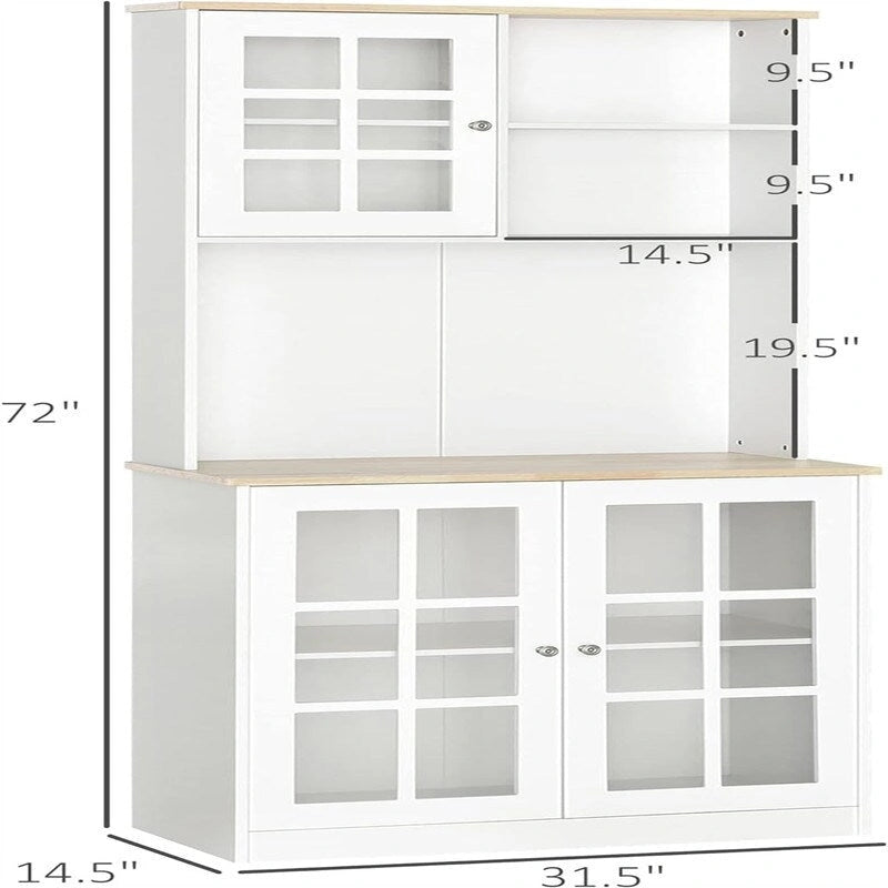 Kitchen Buffet with Hutch, Storage Pantry - 14.5D x 31.5W x 72H