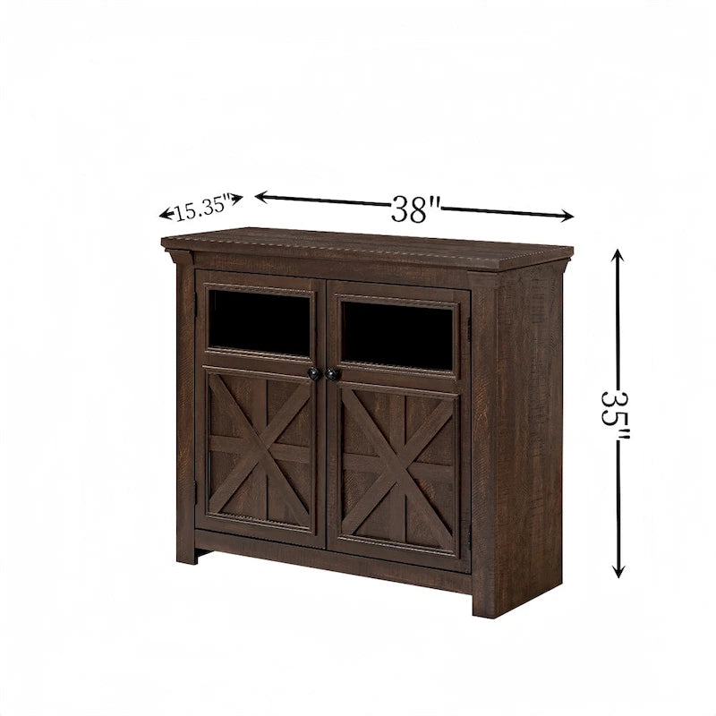 Wood Buffet Cabinet with 2 Doors and Metal Handle