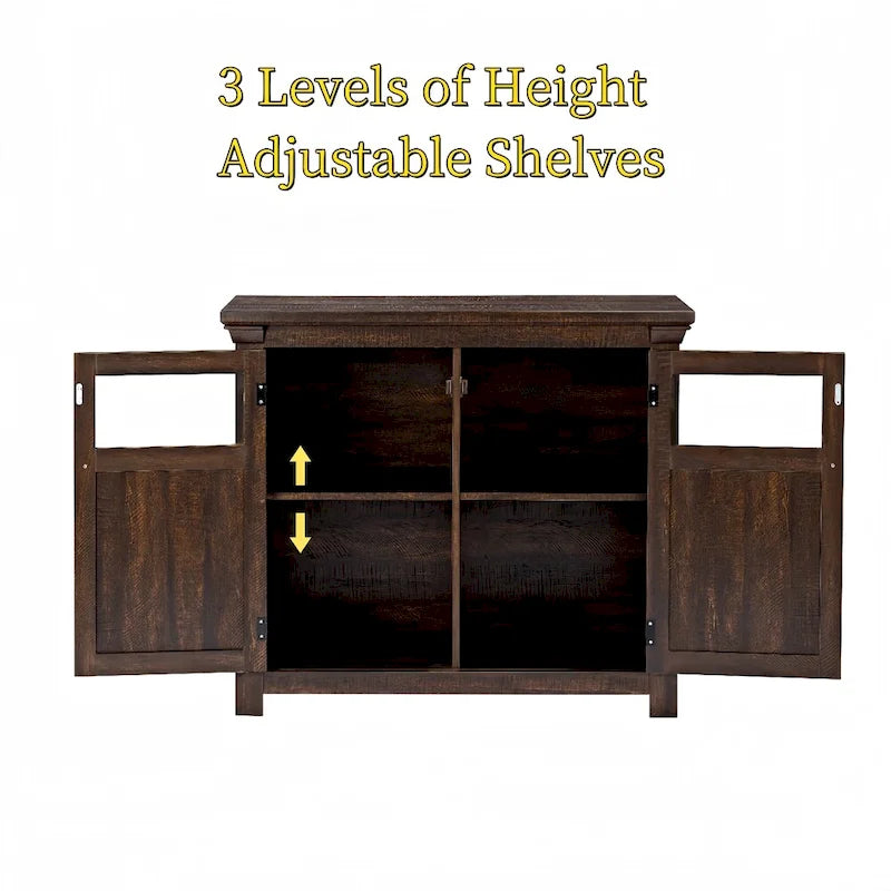 Wood Buffet Cabinet with 2 Doors and Metal Handle