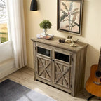 Wood Buffet Cabinet with 2 Doors and Metal Handle