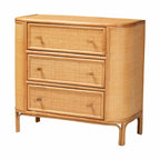 Radenza Bohemian Light Honey Rattan 3-Drawer Storage Cabinet