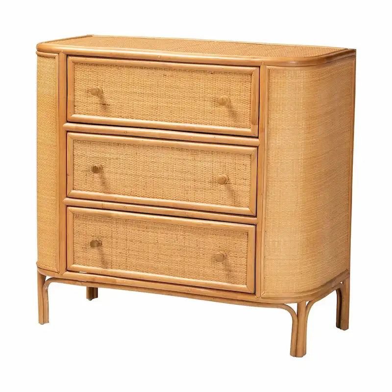 Radenza Bohemian Light Honey Rattan 3-Drawer Storage Cabinet