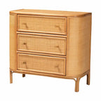 Radenza Bohemian Light Honey Rattan 3-Drawer Storage Cabinet