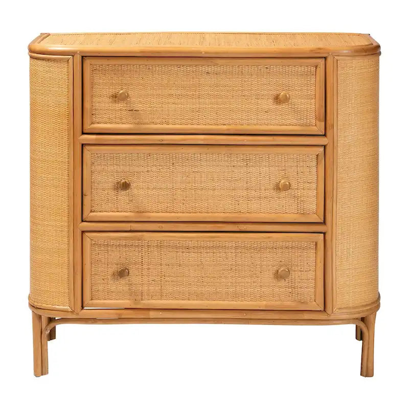 Radenza Bohemian Light Honey Rattan 3-Drawer Storage Cabinet