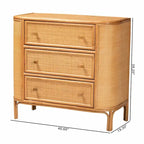 Radenza Bohemian Light Honey Rattan 3-Drawer Storage Cabinet