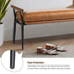 Glitzhome 48.5W Modern Upholstered Bench with Wooden Arms and Metal Legs