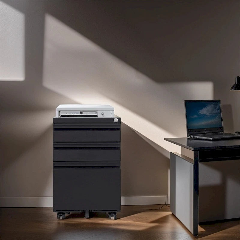 Mobile File Cabinet w/Lock,Metal Filing Cabinets for Office Organizer