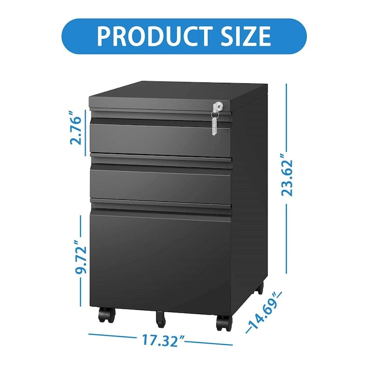 Mobile File Cabinet w/Lock,Metal Filing Cabinets for Office Organizer
