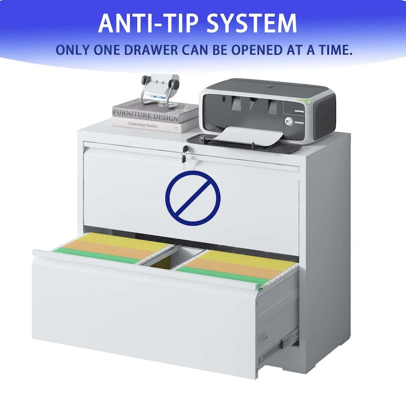 Lateral File Cabinet 2 Drawer,Filing Cabinet with Lock, Lockable File Cabinet for Home Office