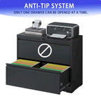Lateral File Cabinet 2 Drawer,Filing Cabinet with Lock, Lockable File Cabinet for Home Office