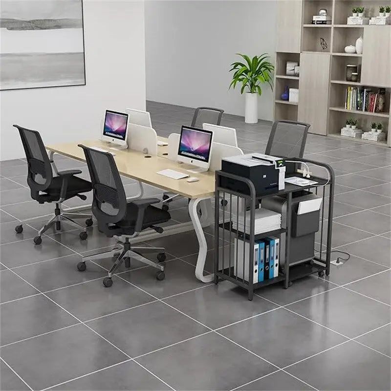 Printer Stand,3-Tier Lateral Office Filing Shelves with Socket and USB Charging Port - 31 x 15.7 x 33.8 inches