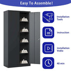 Metal Garage Storage Cabinet Tool Steel with Doors and 4 Shelves
