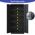 Metal Garage Storage Cabinet Tool Steel with Doors and 4 Shelves