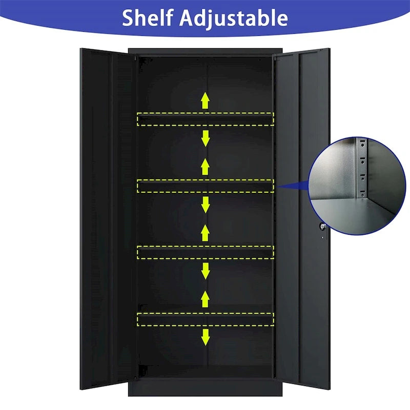 Metal Garage Storage Cabinet Tool Steel with Doors and 4 Shelves