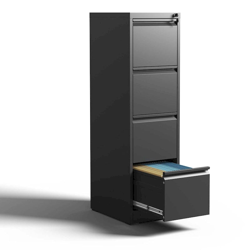 4-Drawers 14.96 W Metal Vertical File Cabinet with Lock Office Home Vertical File Cabinet for A4 Legal/Letter Size