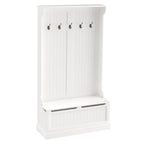 38 3-In-1 Entryway Hall Tree with Storage Bench, Coat Rack with Four Hooks and Shoe Storage, White