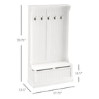 38 3-In-1 Entryway Hall Tree with Storage Bench, Coat Rack with Four Hooks and Shoe Storage, White