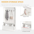 38 3-In-1 Entryway Hall Tree with Storage Bench, Coat Rack with Four Hooks and Shoe Storage, White