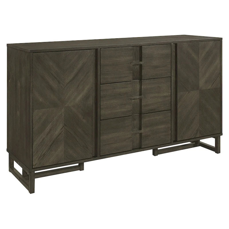 Glenmoor Dark Grey 3-Drawer Server with 2 Cabinets