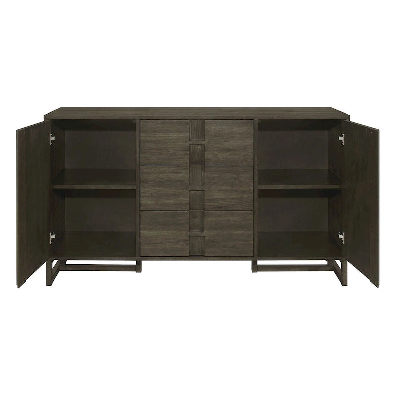 Glenmoor Dark Grey 3-Drawer Server with 2 Cabinets