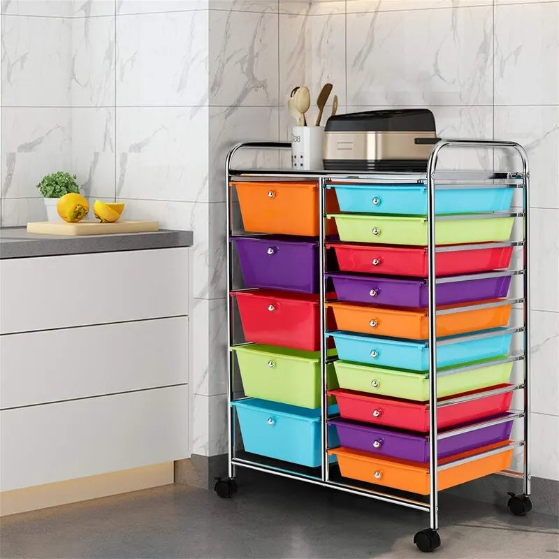 15 Drawer Storage Drawer Cart - 14.5D x 25W x 34.5H