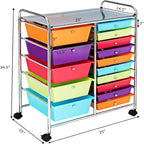15 Drawer Storage Drawer Cart - 14.5D x 25W x 34.5H
