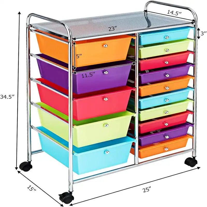 15 Drawer Storage Drawer Cart - 14.5D x 25W x 34.5H