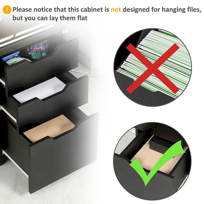 3-Drawer Vertical Mobile File Cabinet