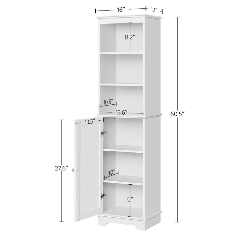 Yaheetech Wooden Bathroom Floor Cabinet with Single Door and Shelves
