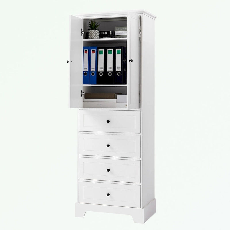 Bathroom Storage Cabinet with 2 Doors and 4 Drawers