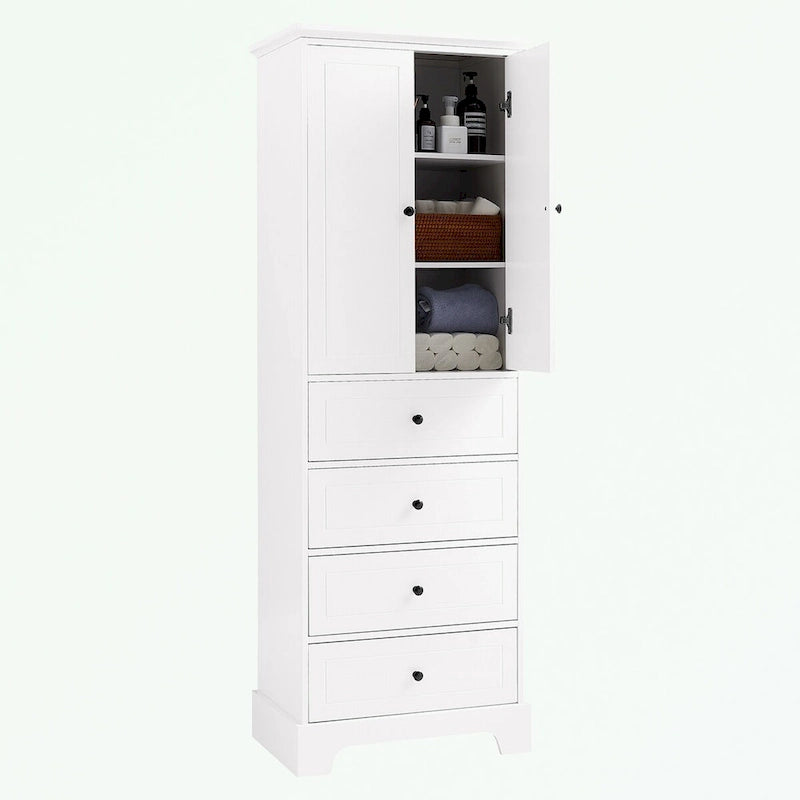 Bathroom Storage Cabinet with 2 Doors and 4 Drawers