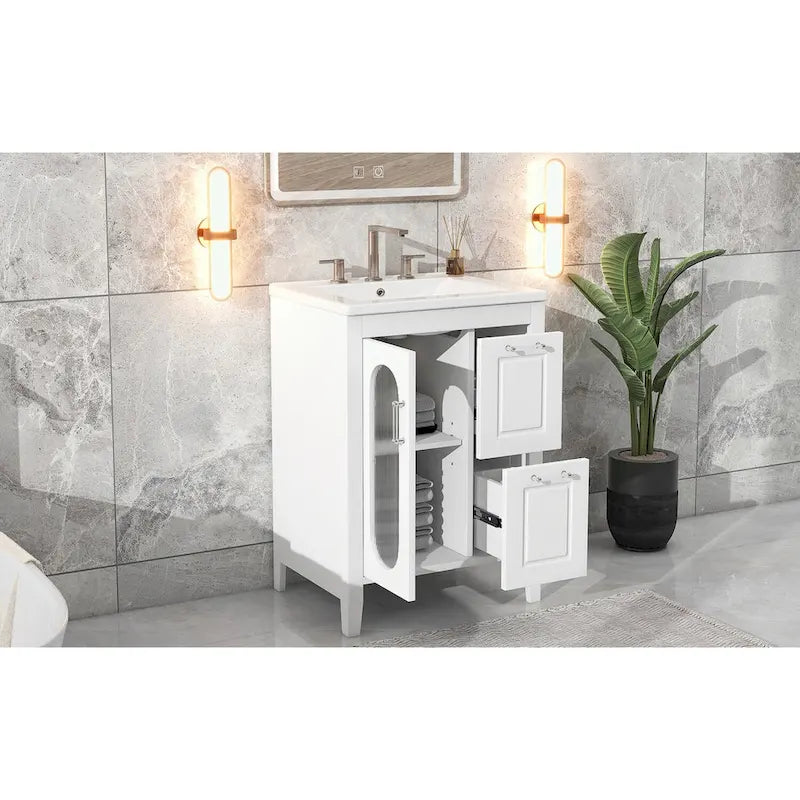 Bathroom Vanity Cabinet with Two Drawers and Door