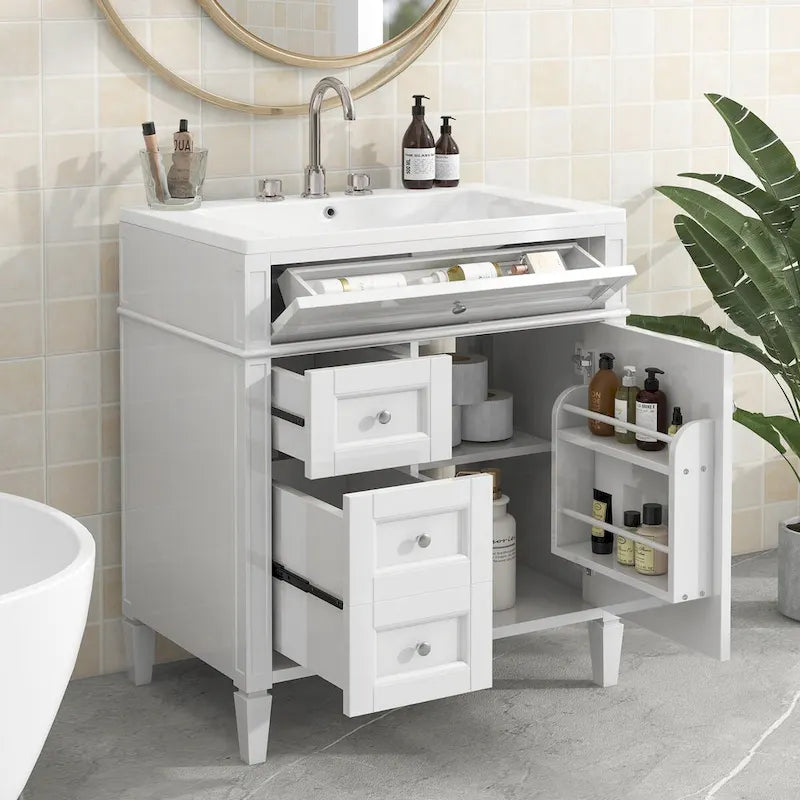 Bathroom Vanity with Top Sink and a Tip-out Drawer