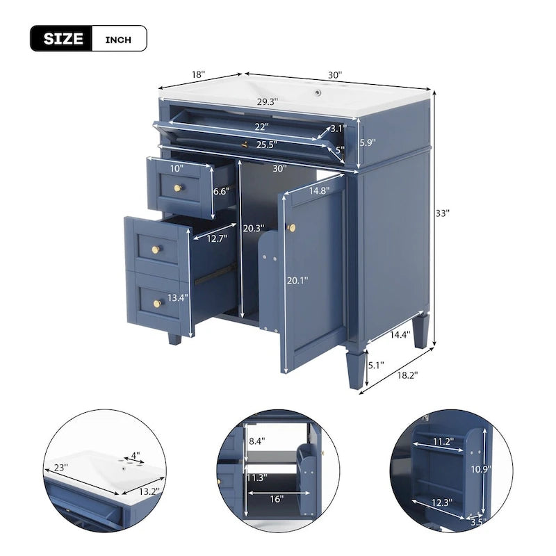 Bathroom Vanity with Top Sink and a Tip-out Drawer