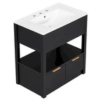 Bathroom Cabinet with Open Storage Shelf and Two Drawers